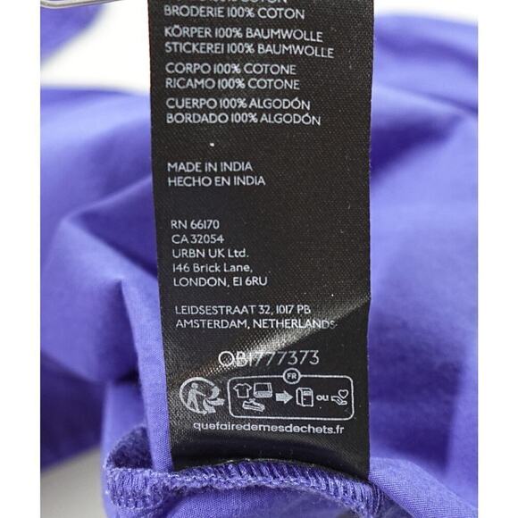 By Anthropologie Flutter Sleeve Blouse XS‎ Purple Lace Cropped - Picture 7 of 11